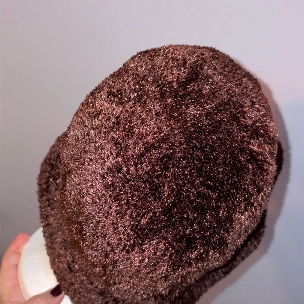 Jaclyn Smith Chenille Fuzzy Knit Brown Bucket Hat OSFM